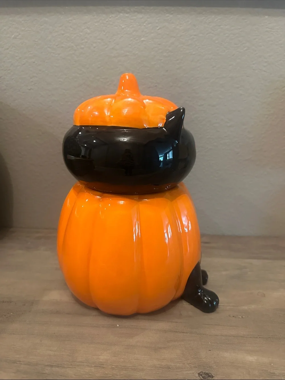 Cobwebs & Cauldrons Spider Cat Pumpkin Cookie Jar/ Canister